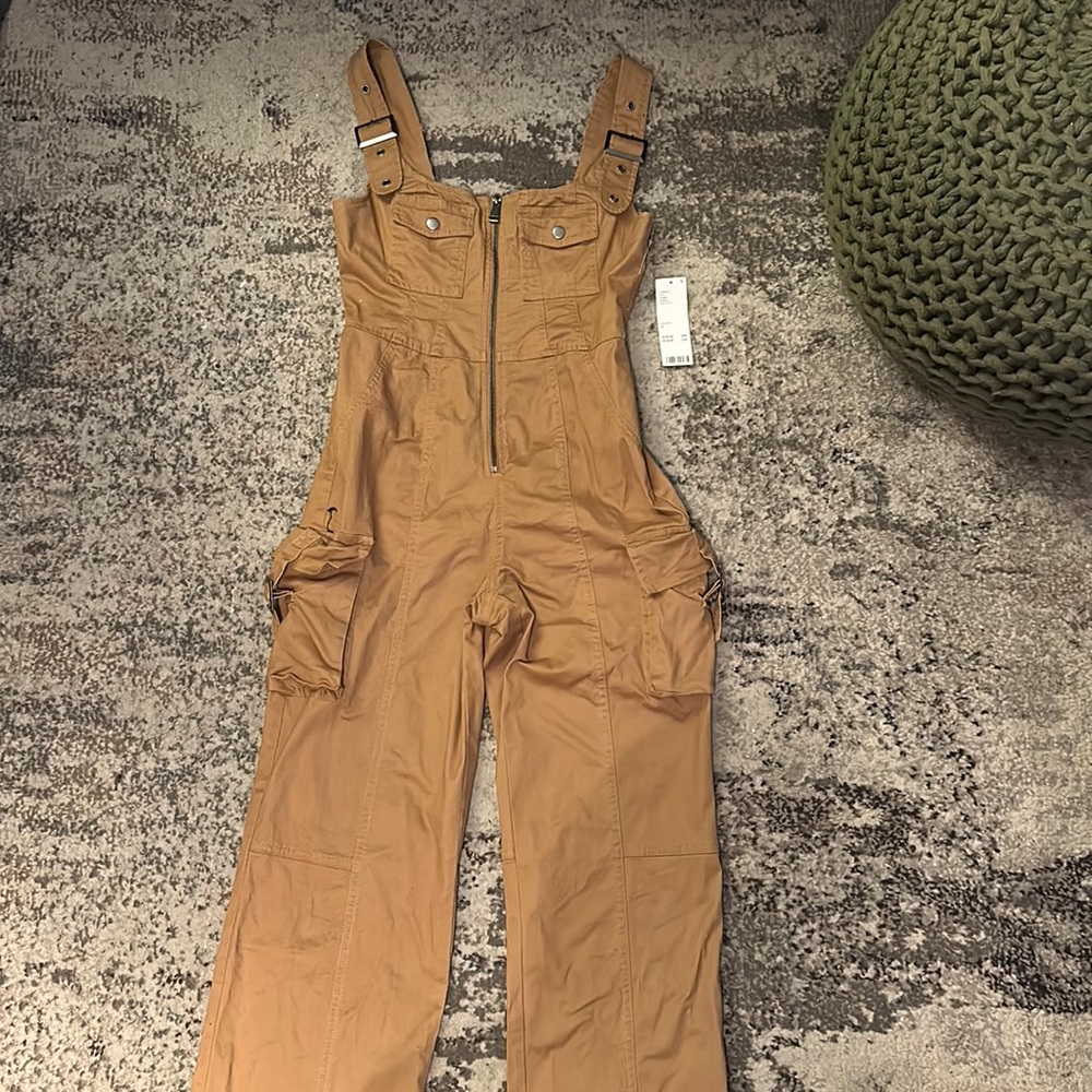 Urban Outfitters Camel Brown Utility Cargo Jumpsuit NWOT